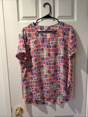Spense Multicolor Brushstroke Short-Sleeve Tee - White Base